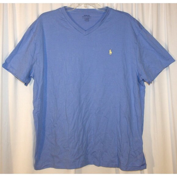 Polo Ralph Lauren Men's LARGE Classic Fit V-Neck T-Shirt BLUE short sleeve - Picture 1 of 4